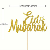 Maak je Eid-taart compleet met deze glitterende gouden taarttopper. Een stijlvolle toevoeging aan je feesttafel.