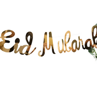 Versier je ruimte feestelijk met deze luxe gouden Eid Mubarak letterslinger. Perfect voor elke gelegenheid.